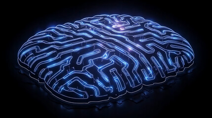 Poster - Futuristic Illuminated Brain Circuitry Neural Network Concept for Intelligence Applications