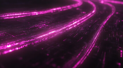 Poster - Futuristic Network Connection Abstract Visualization Technology Digital Pink Data Stream Backdrop