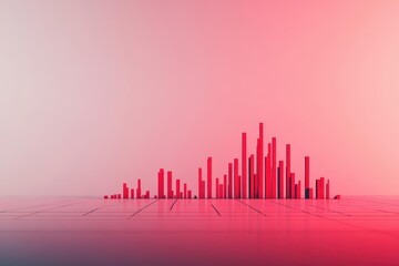 Poster - vibrant red and blue background featuring a dynamic line graph illustrating data trends evoking a se