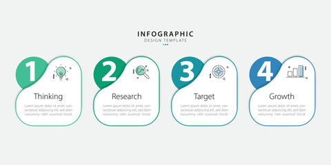 Aufkleber - Timeline infographic template. 4 Step timeline journey, calendar Flat simple infographics design template. presentation graph. Business concept with 4 options, vector illustration.