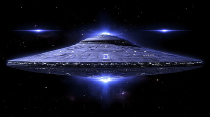 Poster - Futuristic Spaceship Encountering the Vastness of Space SciFi Concept Art Exploration of Galaxy