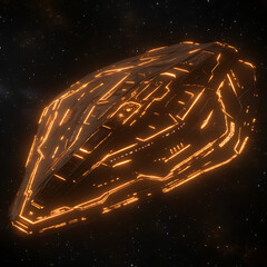 Poster - Futuristic Spaceship Exploration Vehicle with Glowing Details in Deep Outer Space Ambience