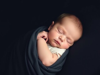 newborn baby peacefully sleeping in a cozy sling wrap, experiencing deep restful sleep, sleep, comfo