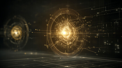 Aufkleber - futuristic technology core data visualization hologram display concept