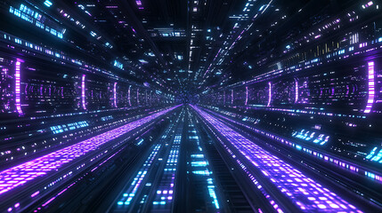Aufkleber - futuristic tunnel of light and technology streaming through digital space exploration