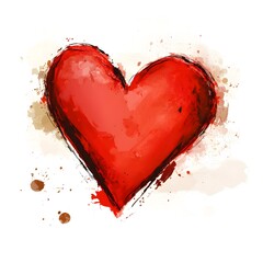 Wall Mural - white background one 2D red little heart, Generative AI	