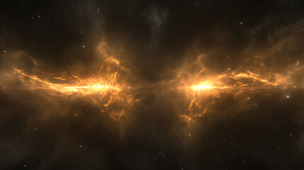 Poster - Galactic Space Nebula Formation with Golden Glowing Light Clouds and Stellar Dust in Deep Universe