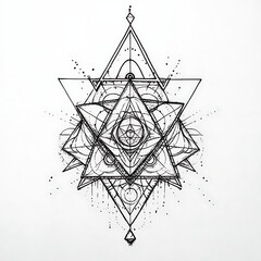 Poster - Geometric Abstraction Complex Figure Triangle Star Harmony Symbolic Tattoo Aesthetic Intricate Design