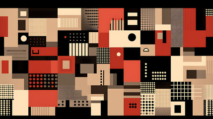 Poster - Geometric Abstraction Composition Featuring Shapes Dots and Lines in a Modern Style Palette