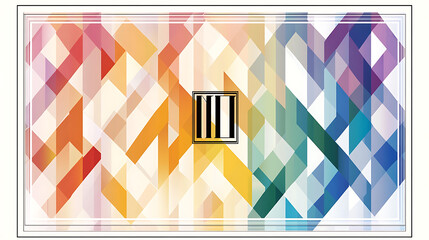 Poster - Geometric Abstraction with Gradient Hues and Vertical Striped Emblem in Contemporary Style Art