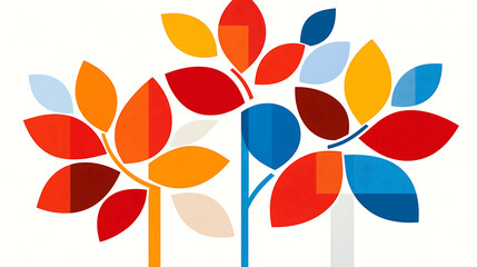 Poster - Geometric Autumn Tree with Colorful Leaves in Graphic Design Illustration Style Artwork