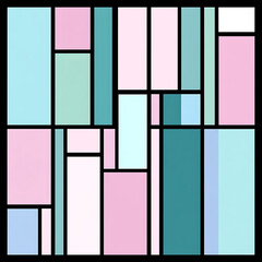 Poster - Geometric Composition of Rectangles in Pastel Tones Mondrian Style Abstract Modern Design for Background