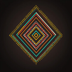 Poster - Geometric Diamond Pattern with Vibrant Lines and Dots on Dark Background Abstract Design
