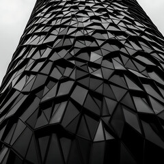 Poster - Geometric Facade of Modern Skyscraper Reflecting Cloudy Sky Architecture Innovation