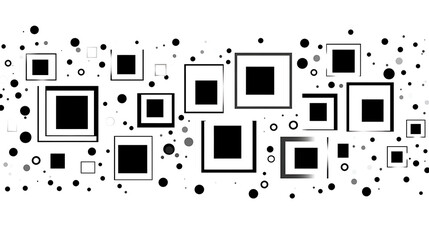 Poster - Geometric Harmony Squares and Circles Floating in Space Decorative Abstraction Modern Minimalist Art
