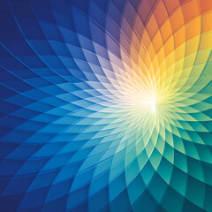 Poster - Geometric Optical Illusion of Colorful Flower Petals with Soft Light and Gradual Color Transitions