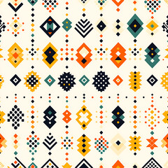 Poster - Geometric Ornament Pattern with Vivid Colors for Textile and Decorative Backdrop Design