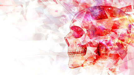 Poster - Geometric Red Skull Illustration Artistic Expression Contemporary Design Bold Concept Vivid