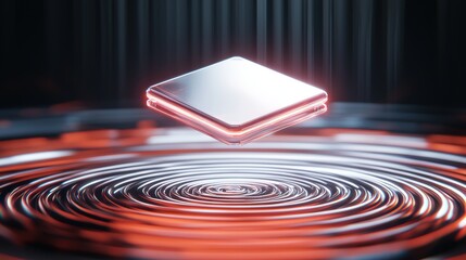 High-tech transparent shield floating above a sleek digital device, cybersecurity protection, secure network encryption, futuristic design