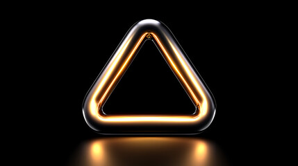 Poster - Gleaming Triangular Frame Radiating Golden Light A Study in Geometric Form and Luminous Contrast