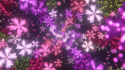 Poster - Glimmering Celebration of Sparkling Snowflakes in a Purple Hued Festive Design Radiating Holiday Cheer