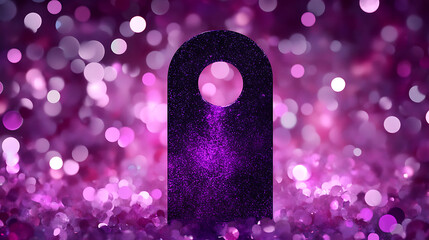 Poster - Glittering Purple Door Hanger with Bokeh Lights Magical Ambiance Sparkling Opulence Celebration