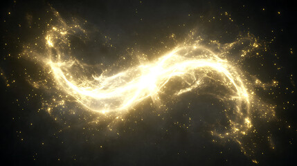 Poster - Glowing Golden Energy Wave Swirl Against a Dark Background Depicting Power and Sophistication