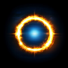 Poster - glowing ring of energy emanating light with a dark backdrop and electric blue center