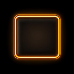 Poster - Glowing Square Frame with Rounded Edges Modern Neon Style Design Isolated on Black Background