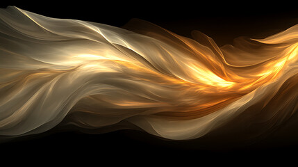 Poster - Golden Abstract Wave Flow with Luminous Glowing Energy on Dark Backdrop Sophisticated Design