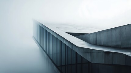 Aufkleber - Foggy modern architecture building, low angle view, architectural photo, possible use for print and web