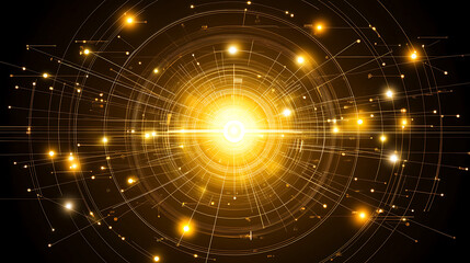 Aufkleber - golden data stream network communication technology background with futuristic connection