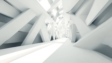 Poster - Abstract white architectural tunnel interior