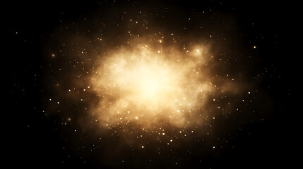 Poster - Golden Dust Cloud with Sparkling Glittering Particles on Black Background for Festive Celebrations