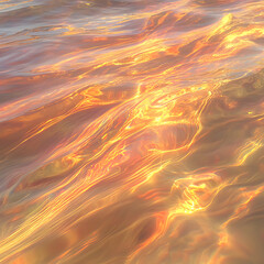 Poster - Golden Fluid Motion Texture Creating a Mesmerizing Play of Light and Shadow on Liquid Surface
