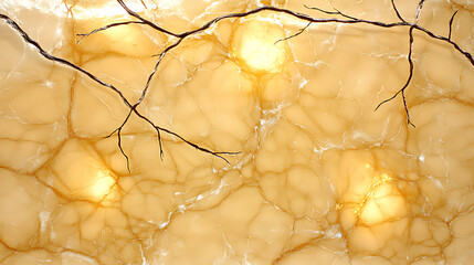 Poster - Golden Illuminated Onyx Texture with Bare Branches Casting Dramatic Shadow Patterns Overlay