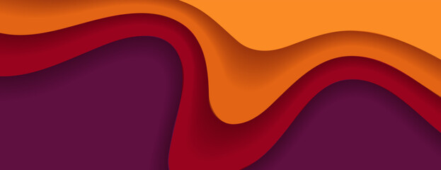 Wall Mural - orange, red and purple gradient layered wave paper background
