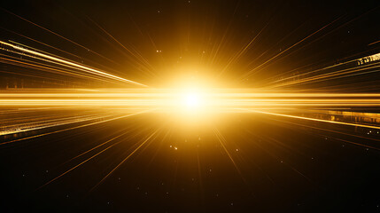 Poster - Golden Illumination Radiance Expanding Visionary Lines Emerging Light and Shimmering Starbursts