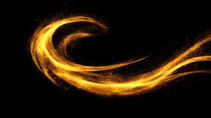 Poster - Golden Light Streaks Abstract Motion Art Design on a Dark Background Expressing Elegance