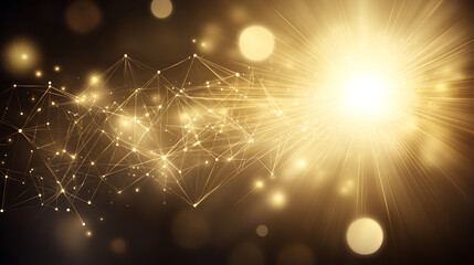 Poster - Golden Network Convergence Burst of Light Abstract Background Decorative Graphic Resource