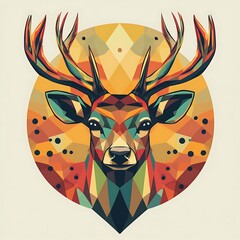 Poster - Geometric Deer Head Illustration, Abstract Design, Creative Artwork