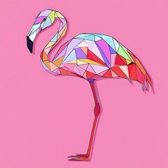 Colorful polygonal flamingo graphic design