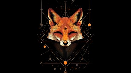 Aufkleber - Abstract fox graphic design, mystical, art