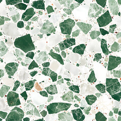Poster - Green and White Terrazzo Tile Pattern Design for Interior Decor and Architectural Surfaces Style Texture