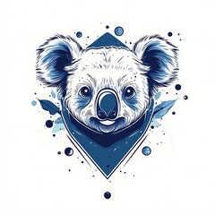 Poster - Abstract koala portrait, artistic design, minimalist style, possible use for prints or apparel