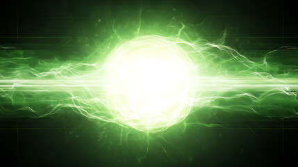 Poster - Green Energy Plasma Ball Futuristic Tech Illustration Sci Fi Power Core Background Visual Concept