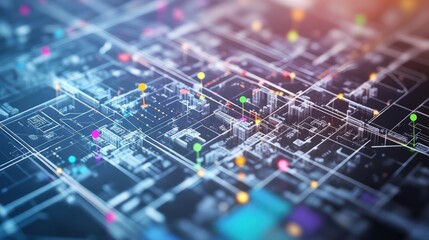 Poster - Intricate Close Up of Computer Circuit Board Highlighting Complex Connections and Detailed Components Showcasing Advanced Technology and Innovation