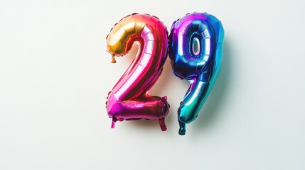 Wall Mural - Colorful metallic balloons shaped as number twenty nine for birthday or anniversary celebration