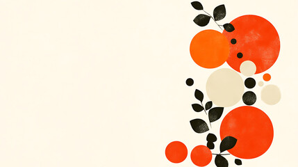 Poster - Harmonious Composition of Circles Leaves and Geometric Forms in Contemporary Graphic Design Style