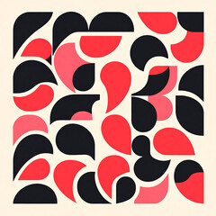 Poster - Harmonious Geometric Pattern in Red and Black Creating a Modern Aesthetic and Artistic Composition